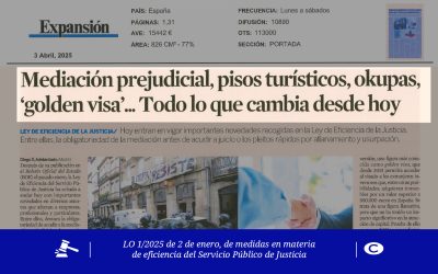 HOY, 3 de abril, entra en vigor la «LO 1/2025 de 2 de enero, de medidas en materia de eficiencia del Servicio Público de Justicia»